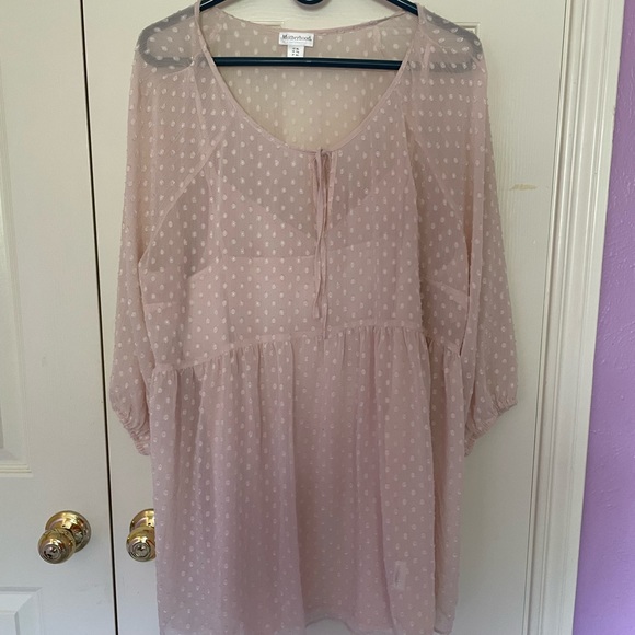 Motherhood Maternity Tops - Beautiful soft pink sheer with under shell maternity top.